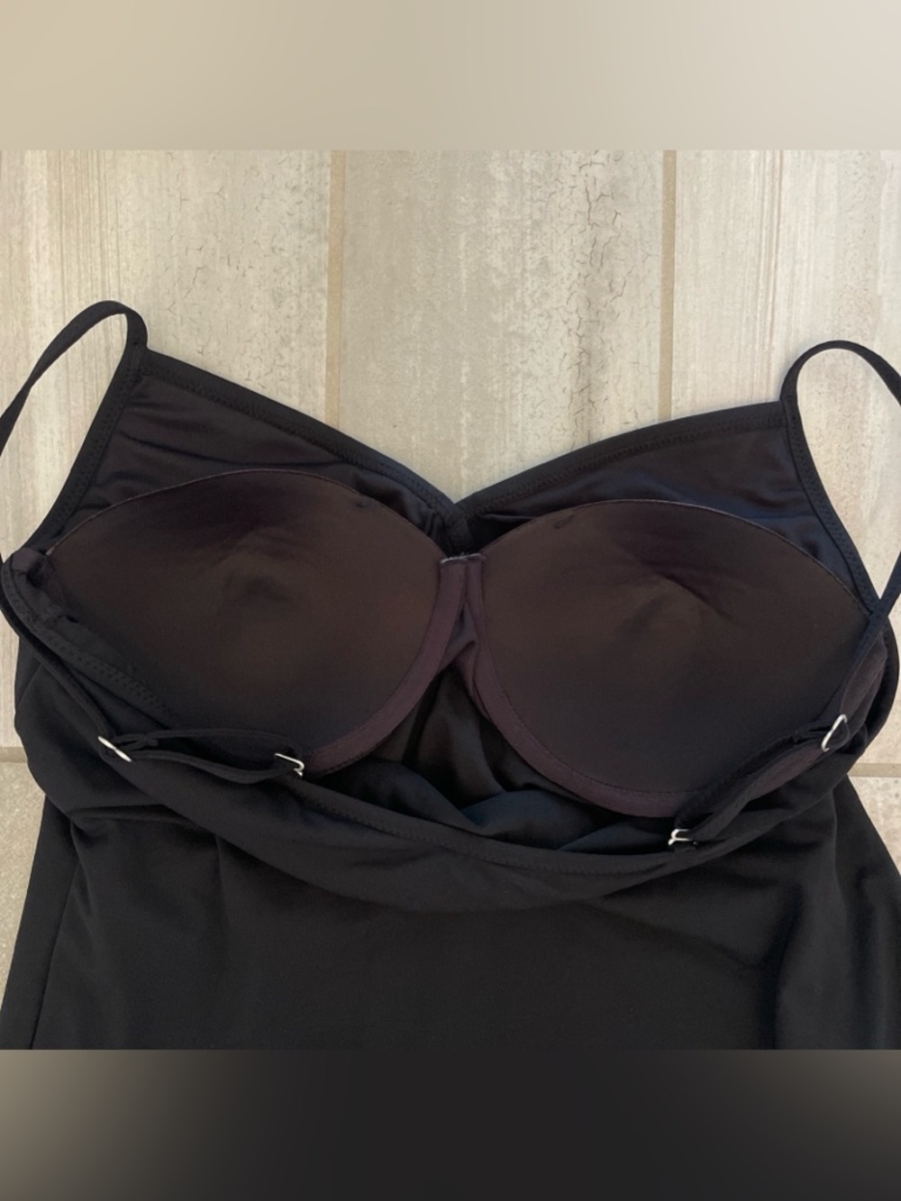 Garnet Hill Signature Surplice Wrap Front Swim Dress Black Size 12 One Piece - Picture 14 of 14